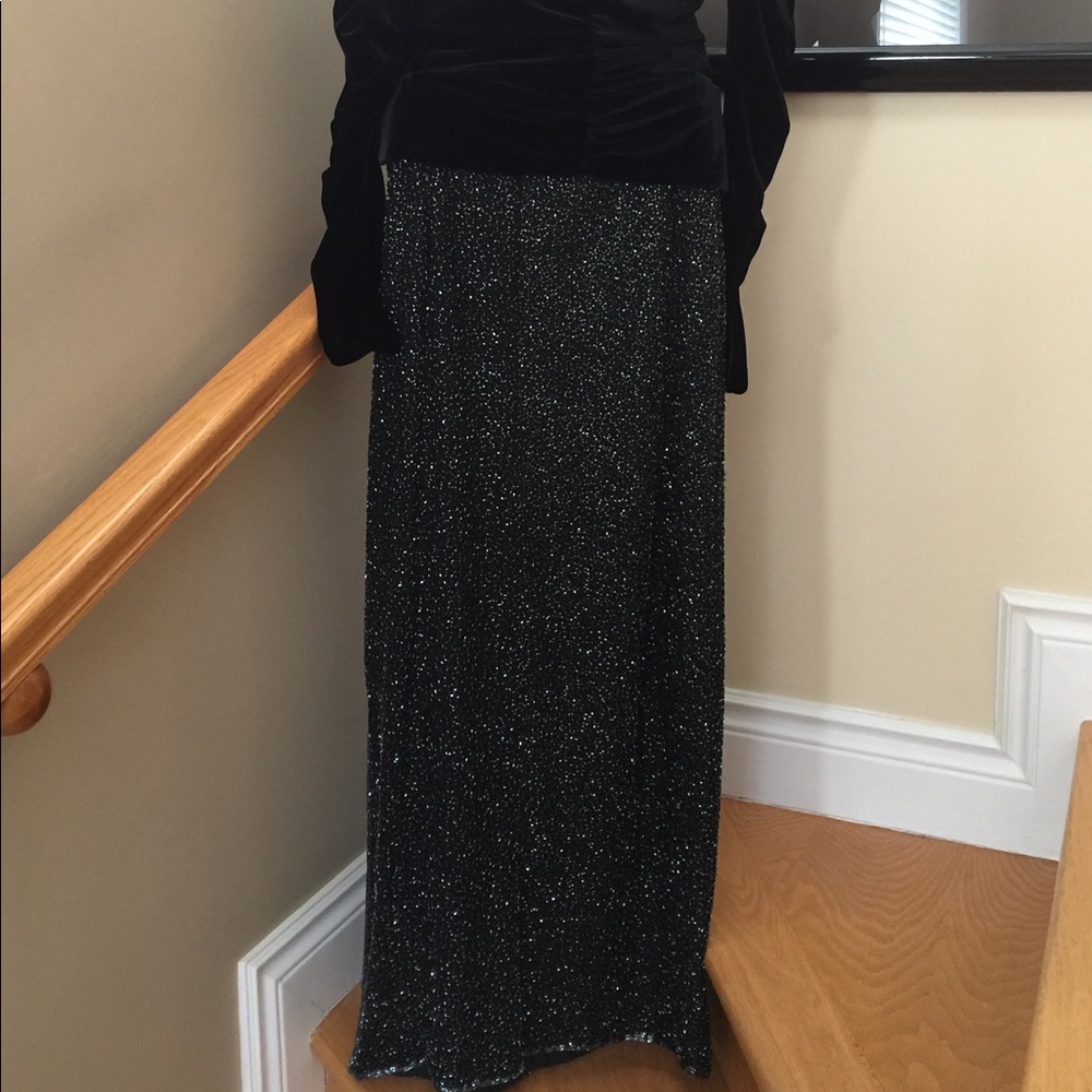 Long black evening skirt with crystals.